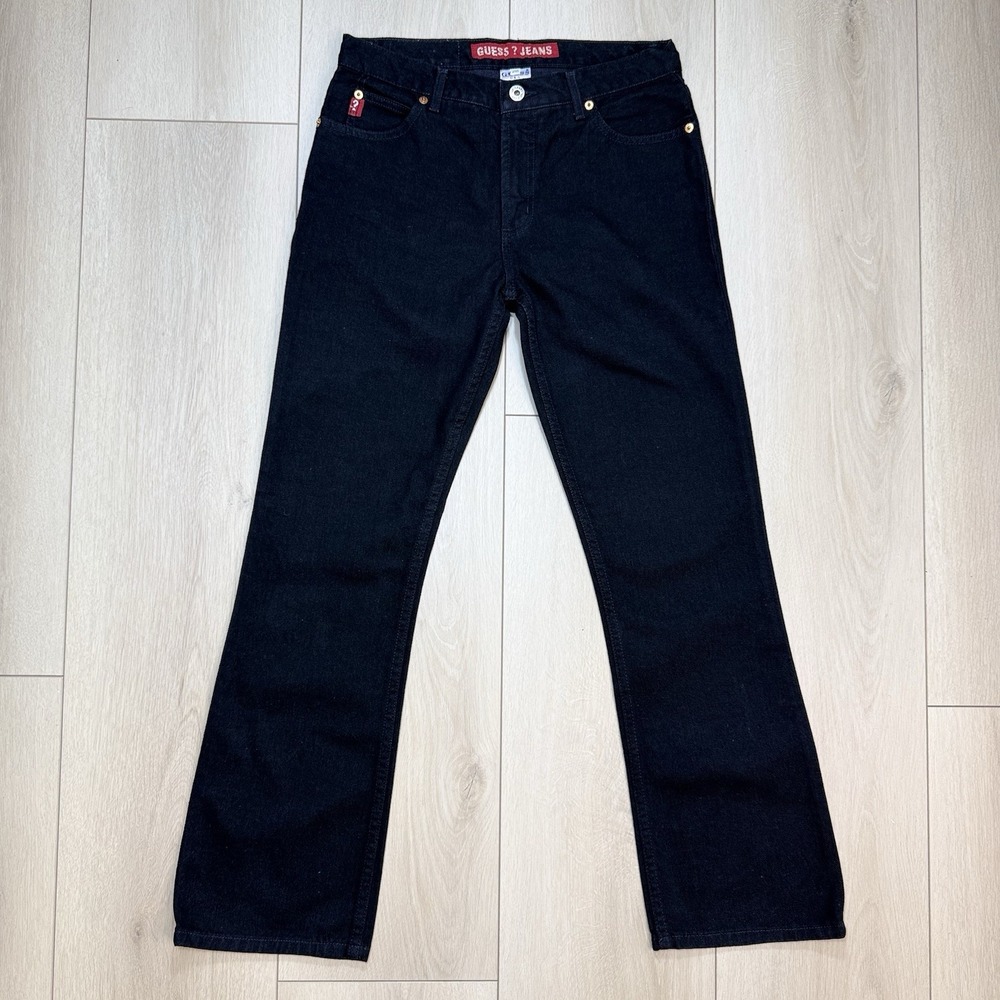 VTG 90s Guess Jeans Womens 28 Black Straight Leg Denim USA American Tradition